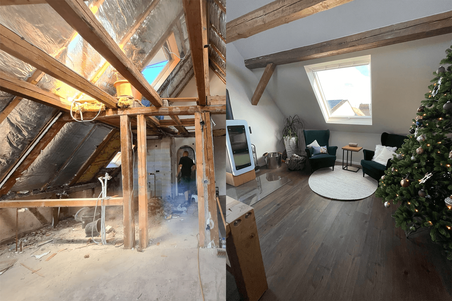 Dachgeschoss Vorher-Nachher: Komplette Renovierung zum modernen Wohnraum